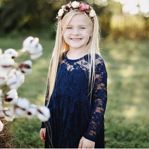 Navy lace girls dress